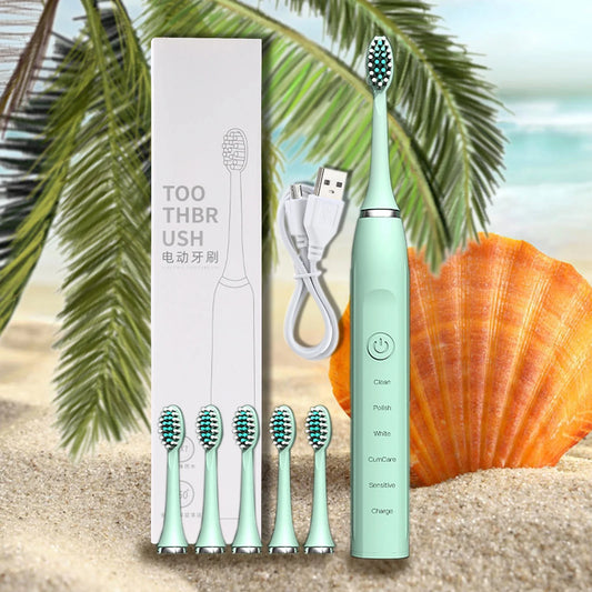 Clearance!  Electric Toothbrush, Electric Toothbrush with 6 Brush Heads, 5 Cleaning Modes,Smart 20-Speed Timer Electric Toothbrush IPX7 -Newly Upgraded Electr