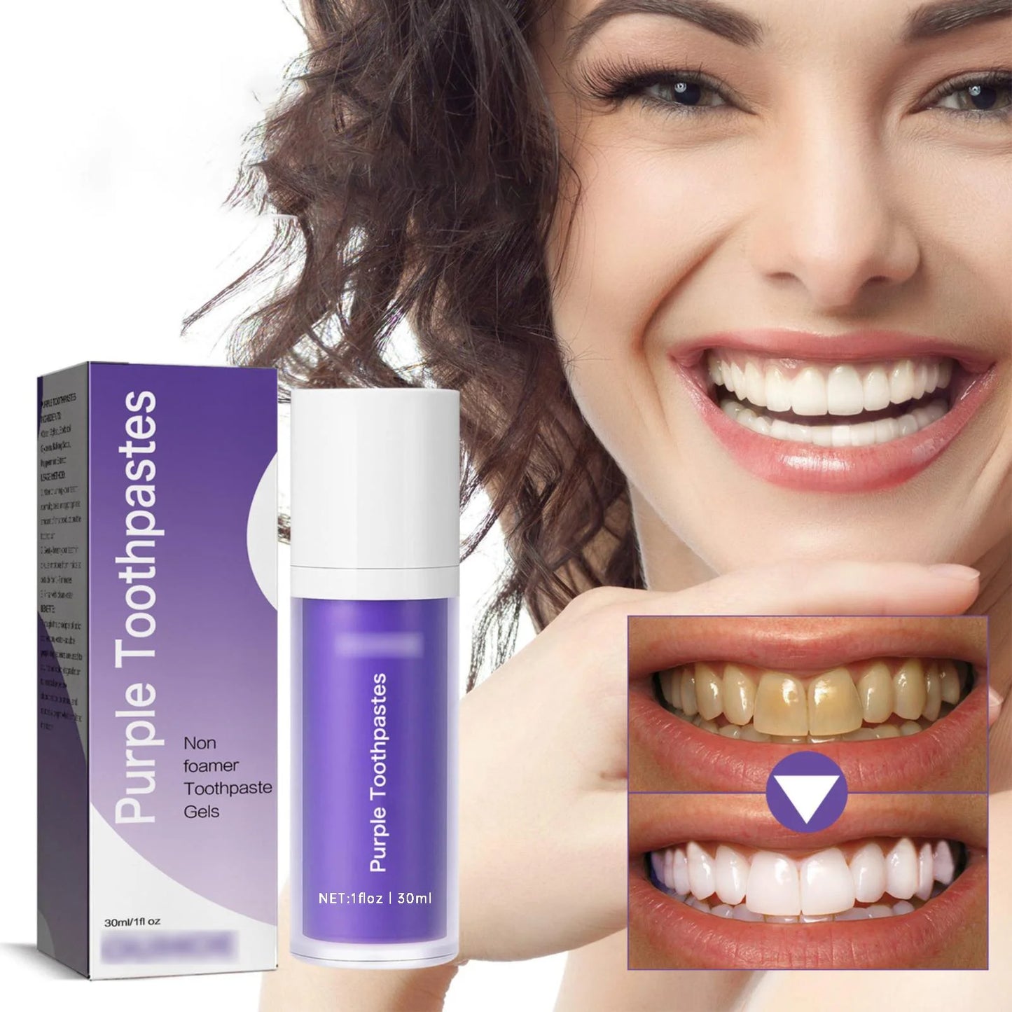 Purple Toothpaste, for Teeth Purple Toothpaste Purple Toothpaste Purple Teeth Tooth Stain Removal Tooth Colour Corrector Teeth Kit | 1*Toothpaste Clearance