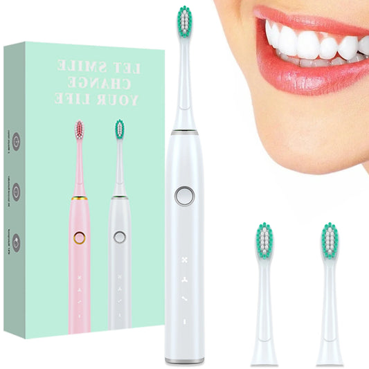 Electric Toothbrush for Adults, Rechargeable Sonic Toothbrush with 2 Brush Heads, 3 Modes and 2 Min Smart Timer Reminder