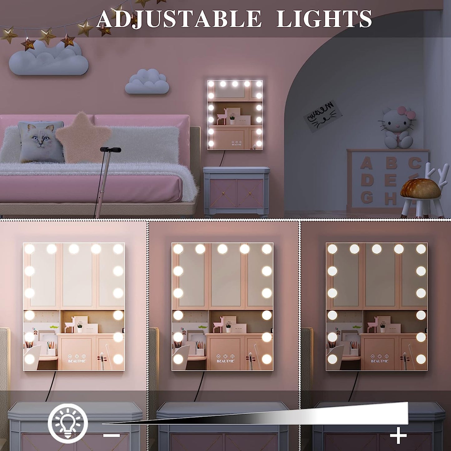 Lighted Vanity Mirror, Led Makeup Mirror, Dressing Tabletop Mirror/Wall Mirror Make up Mirror with Touch Control