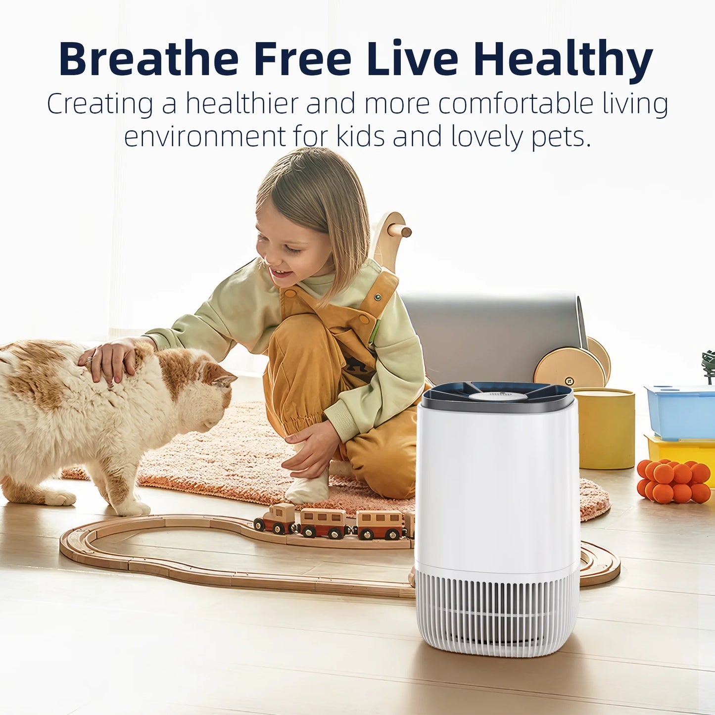 Air Purifiers for Home, HEPA Air Cleaner for Smoke Pollen Pet Dander Hair Portable Air Purifiers for Bedroom Office Living Room