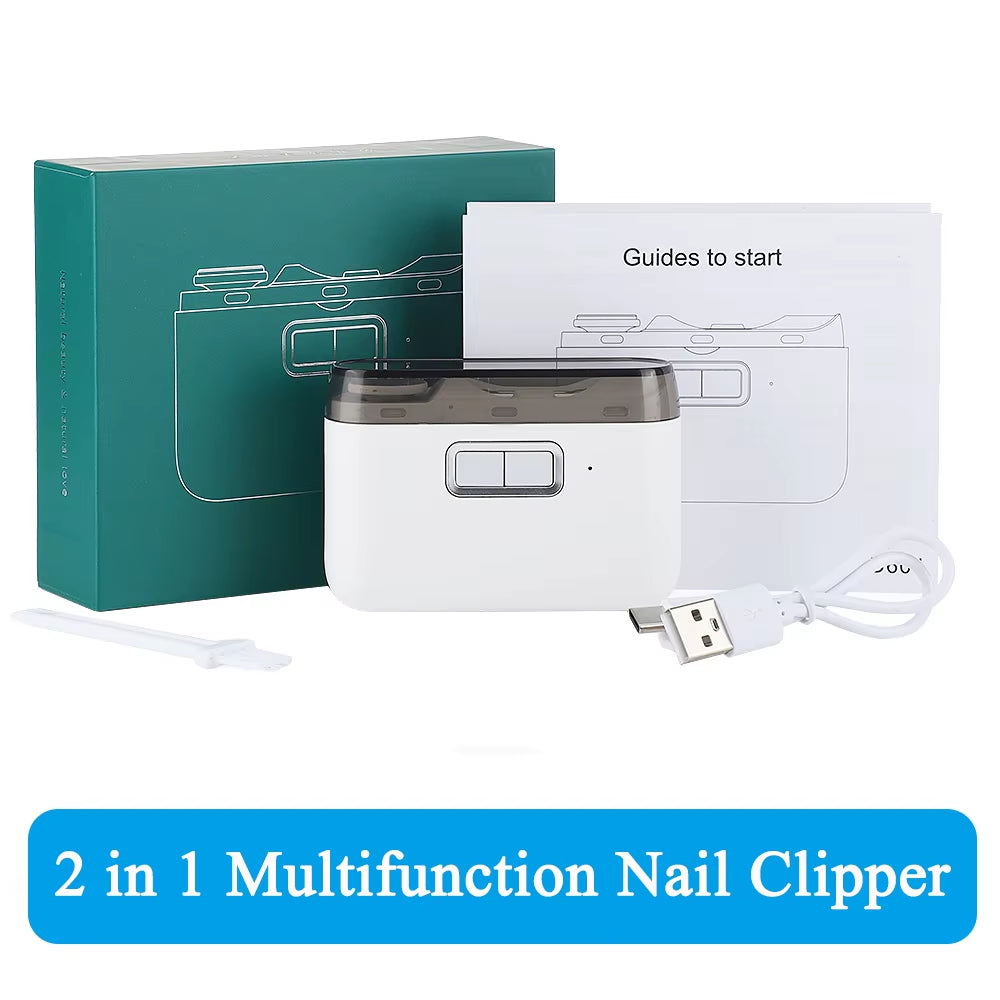 USB Electric Nail Clipper Cutter with LED Light 2-Speed Automatic Nail Grinder Trimmer for Baby Adult Mini Manicure Tools